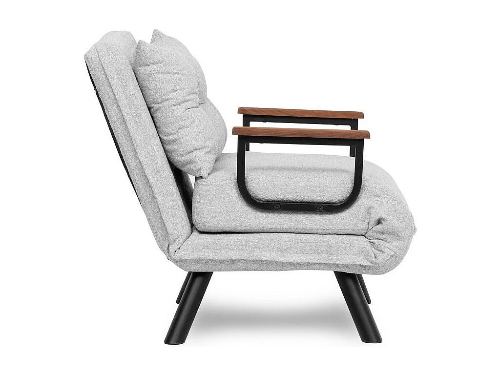 Fauteuil convertible Yolanda Métal Noir et Tissu bouclette Gris