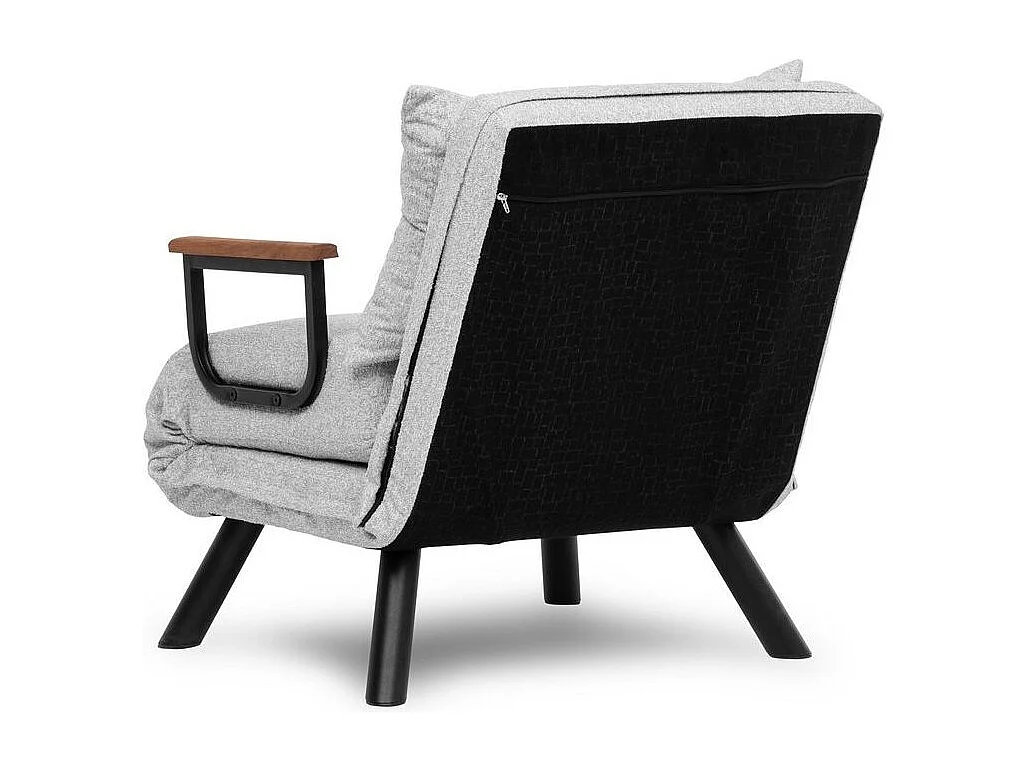 Fauteuil convertible Yolanda Métal Noir et Tissu bouclette Gris