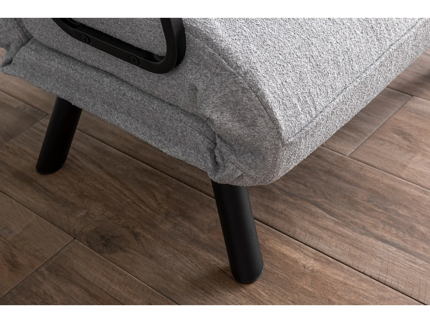 Fauteuil convertible Yolanda Métal Noir et Tissu bouclette Gris