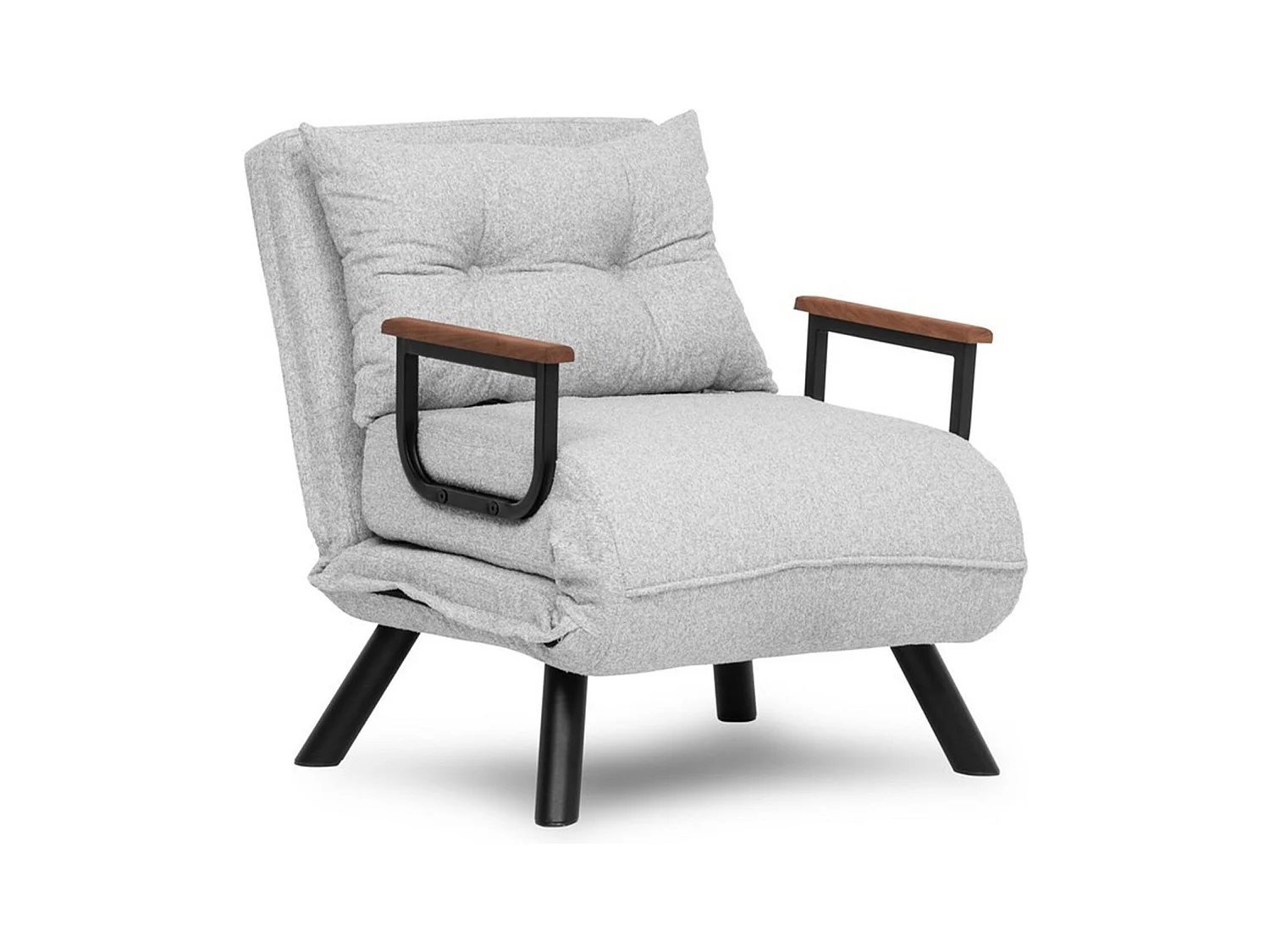 Sillón cama versátil de 1 plaza – 175 cm x 60 cm – gris – estructura de metal