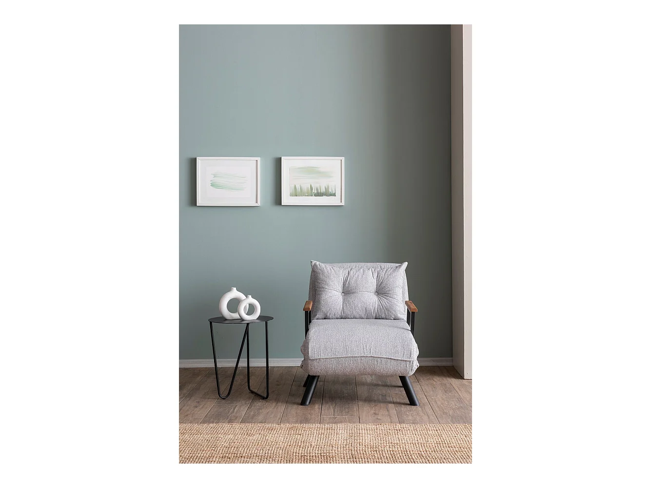 Sillón cama versátil de 1 plaza – 175 cm x 60 cm – gris – estructura de metal