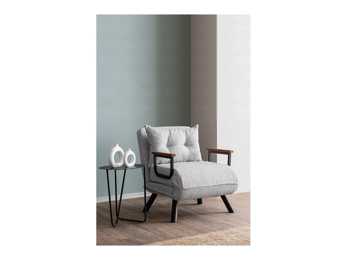 Sillón cama versátil de 1 plaza – 175 cm x 60 cm – gris – estructura de metal