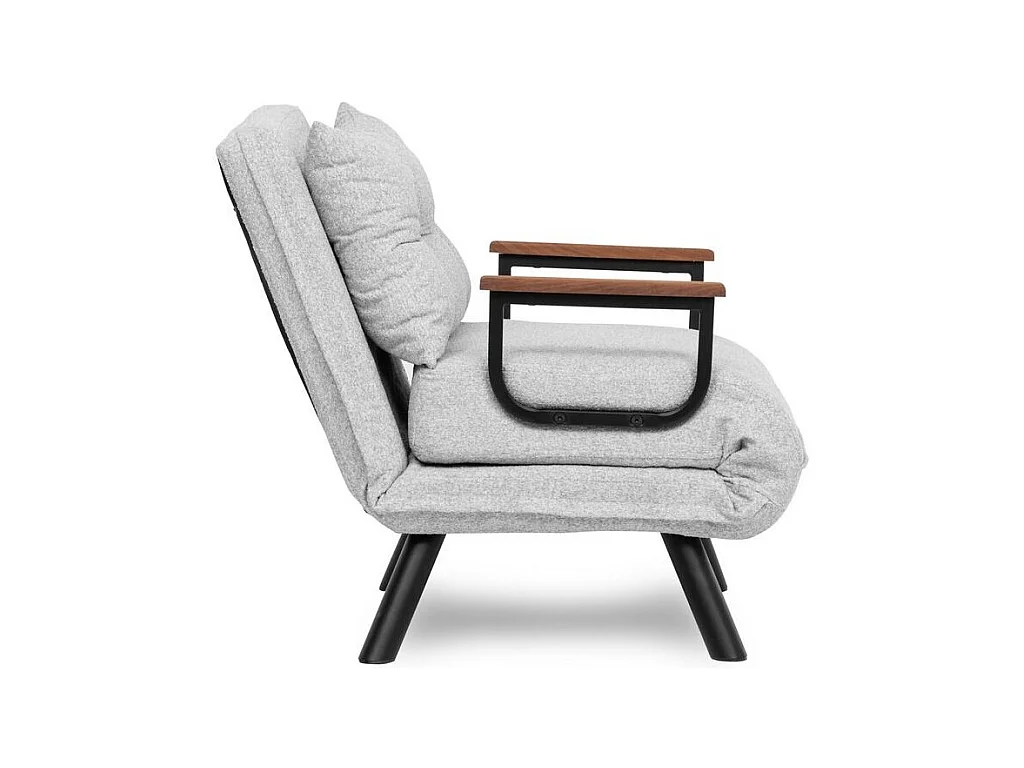Sillón cama versátil de 1 plaza – 175 cm x 60 cm – gris – estructura de metal