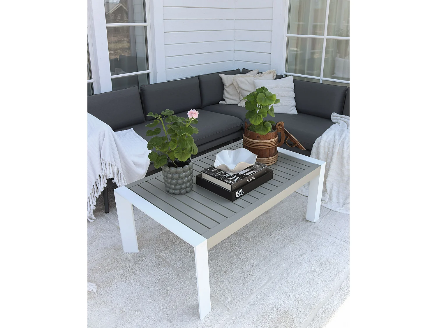 Garden Dining Table CASTELLA 120 cm 70 cm Metal Taupe