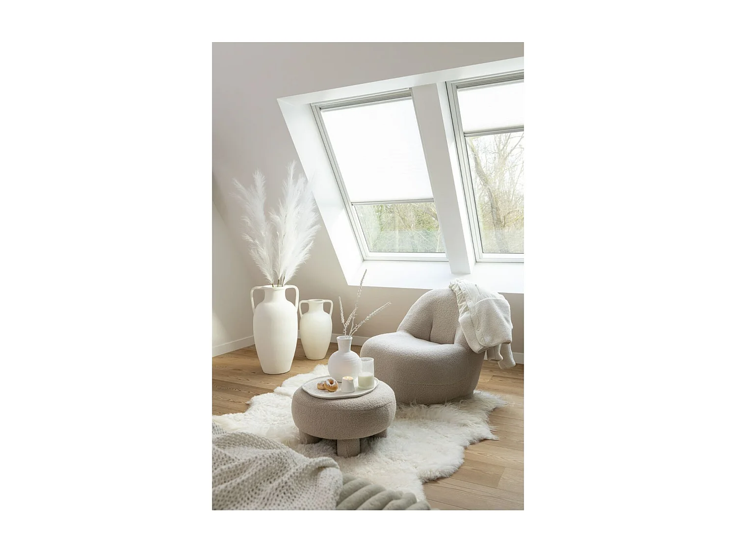 Fauteuil Design Bouclette "Teddy" 88cm Beige