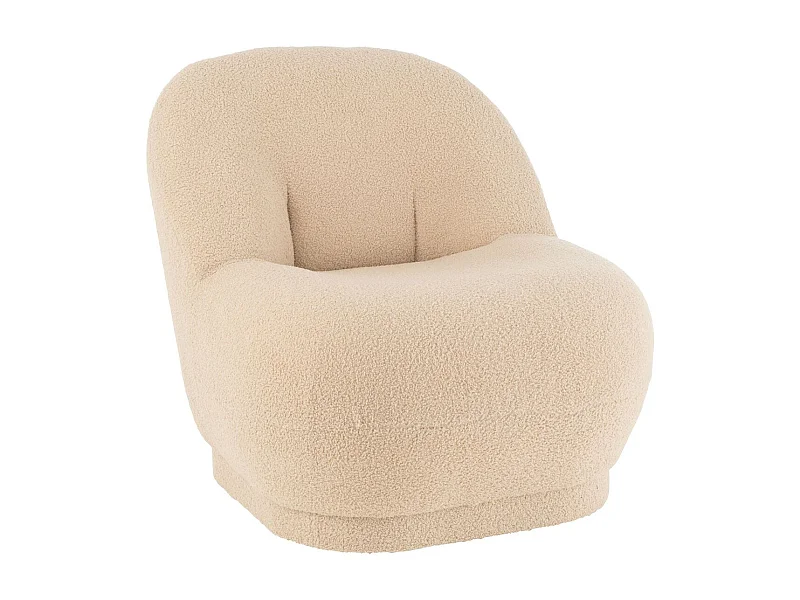 Fauteuil Design Bouclette "Teddy" 88cm Beige