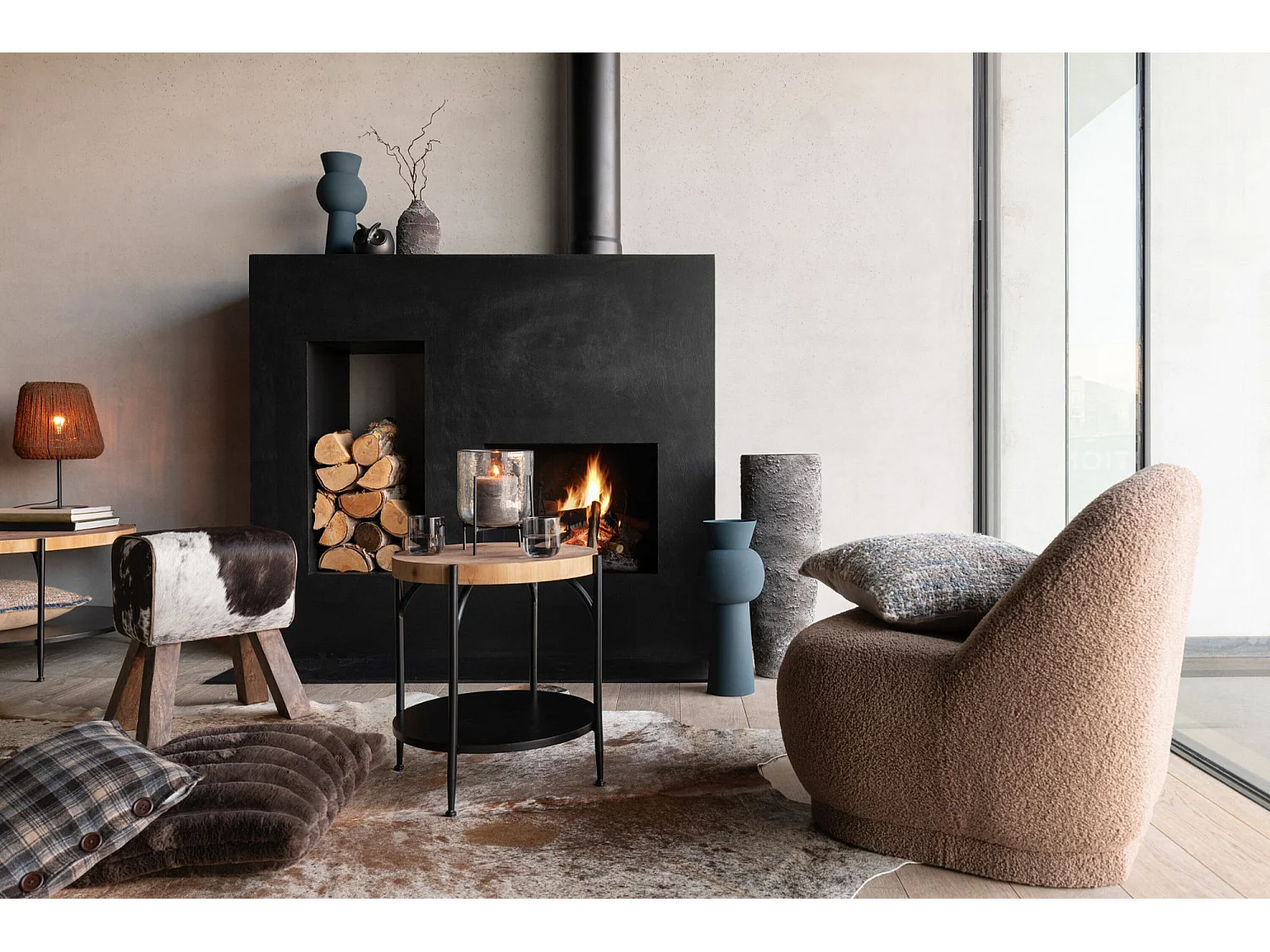 Fauteuil Design Bouclette "Teddy" 88cm Marron