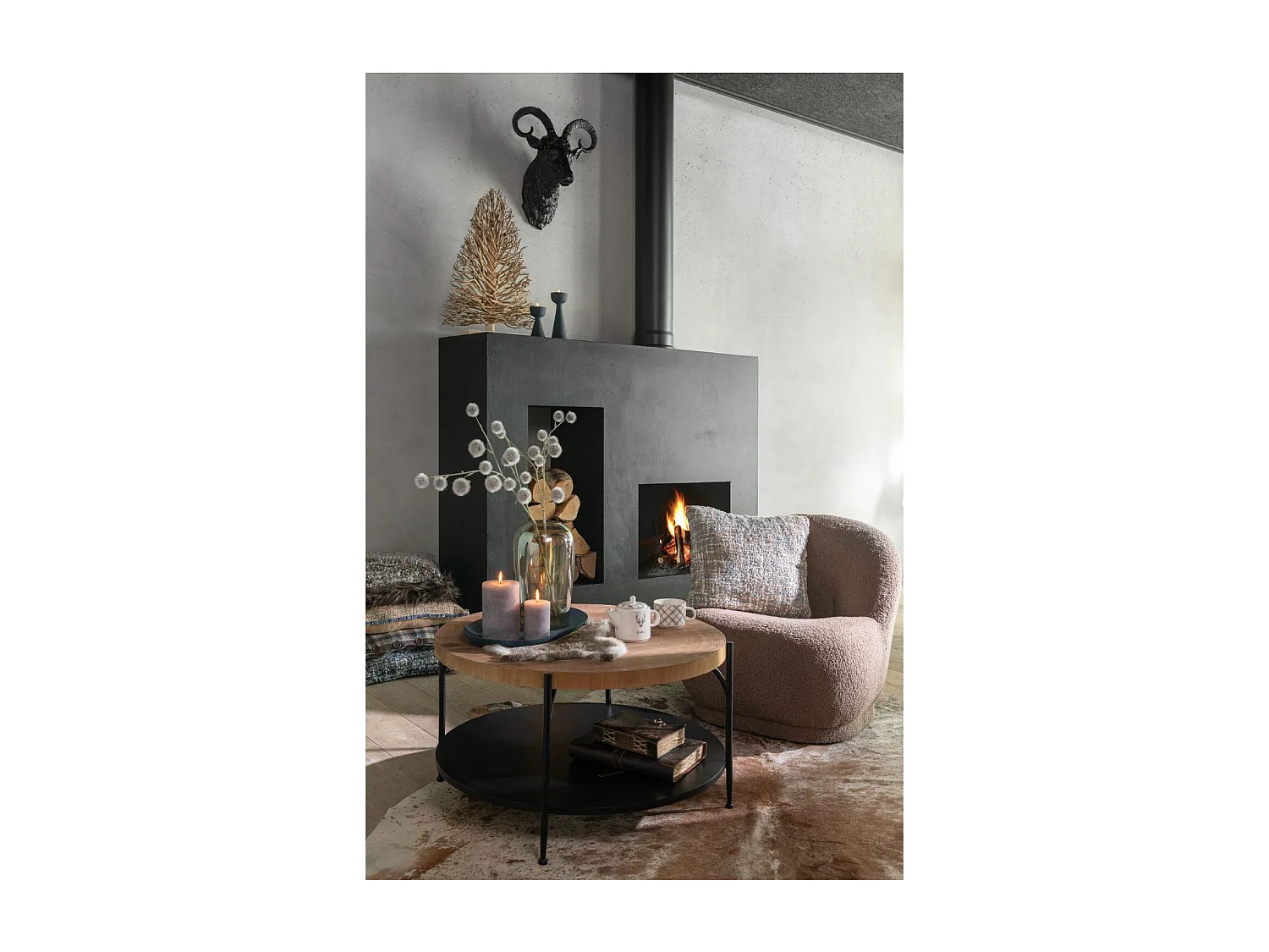 Fauteuil Design Bouclette "Teddy" 88cm Marron