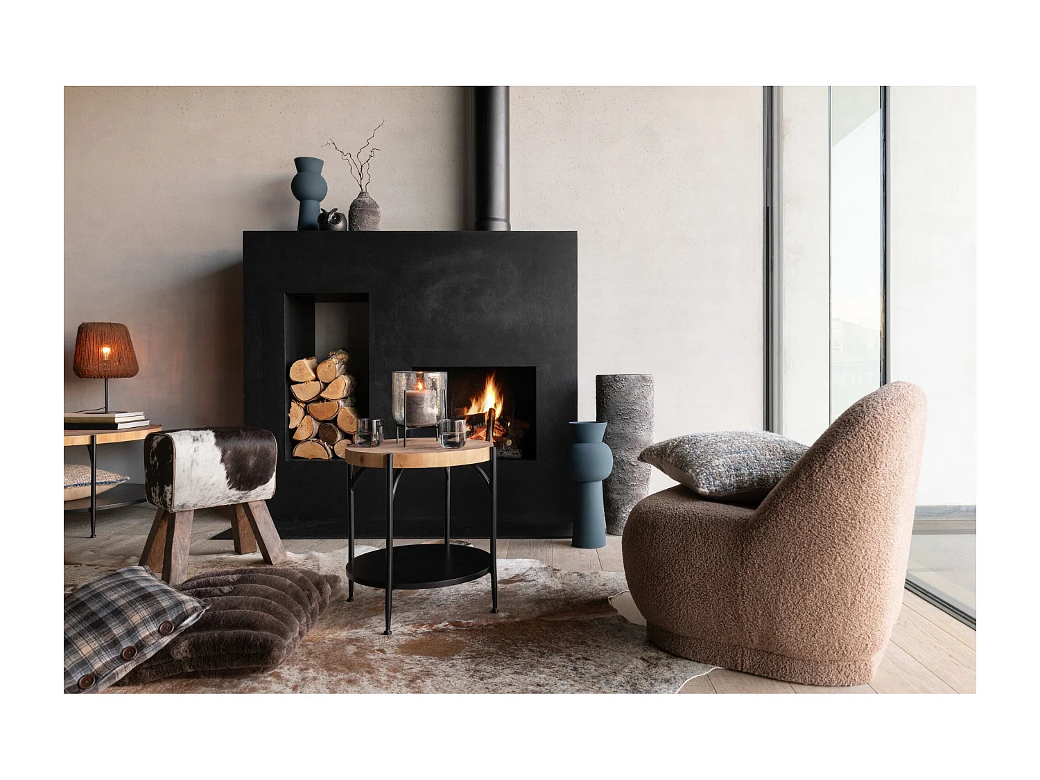 Fauteuil Design Bouclette "Teddy" 88cm Marron