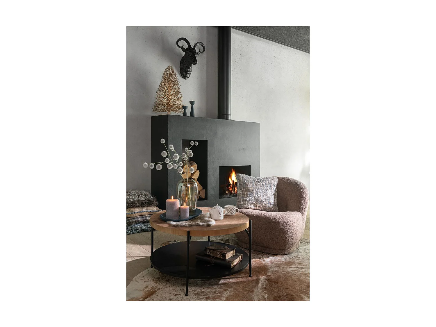 Fauteuil Design Bouclette "Teddy" 88cm Marron