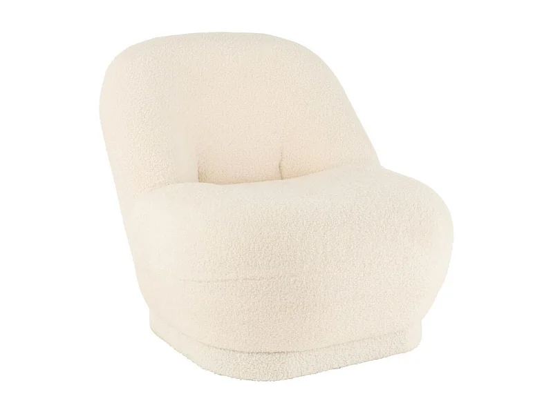 Fauteuil Design Bouclette "Teddy" 88cm Blanc