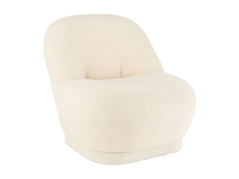 Fauteuil Design Bouclette "Teddy" 88cm Blanc