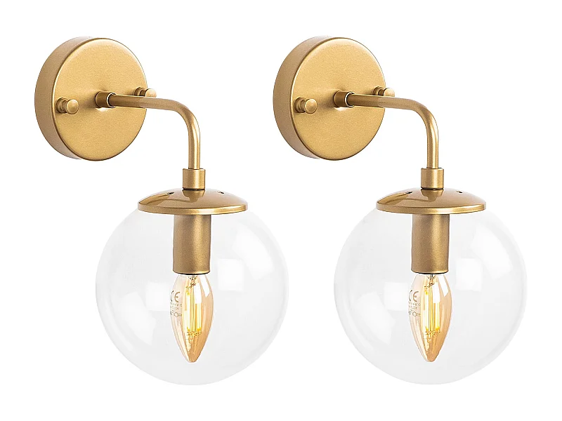 Wandleuchten 2er-Set mit Kugel - Metall - 15 x 27 cm - Goldfarben - BARLATI