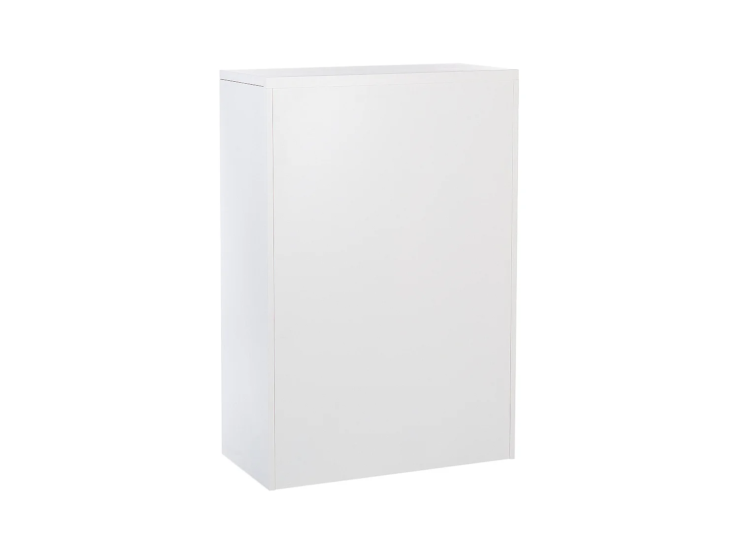 Hohe Kommode mit 4 grifflosen Schubladen Stahl weiß mit Schloss Schlüssel Halite