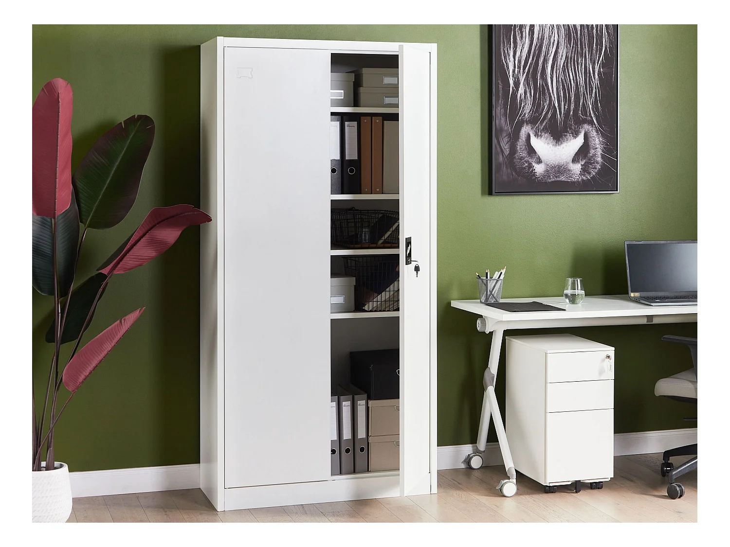 Büroschrank FELDSPAR Metall Weiss