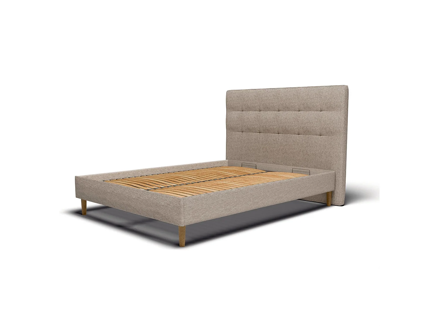 Sommier à lattes et tissu chiné beige 180x200 cm