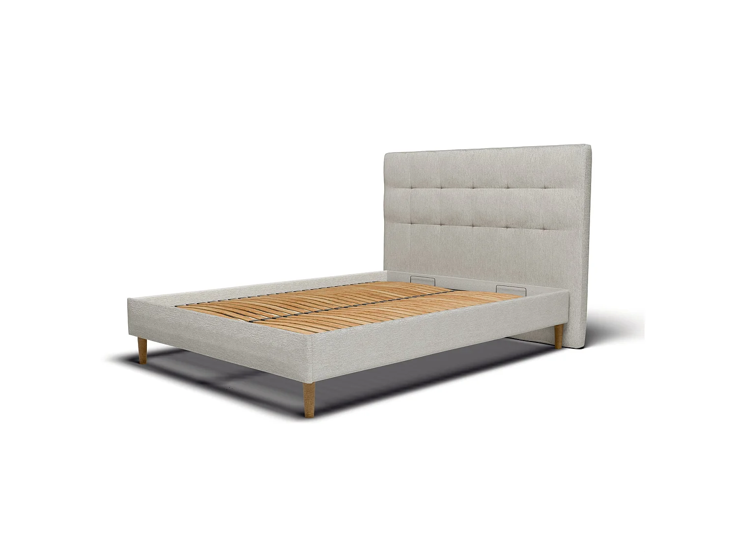 Sommier à lattes et tissu chiné blanc 80x200 cm