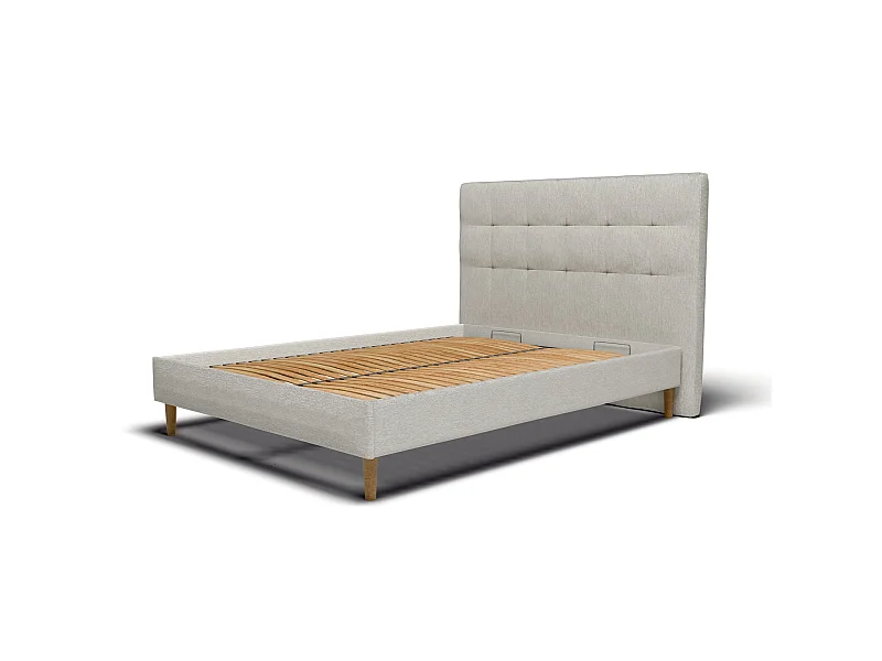 Sommier à lattes et tissu chiné blanc 80x200 cm