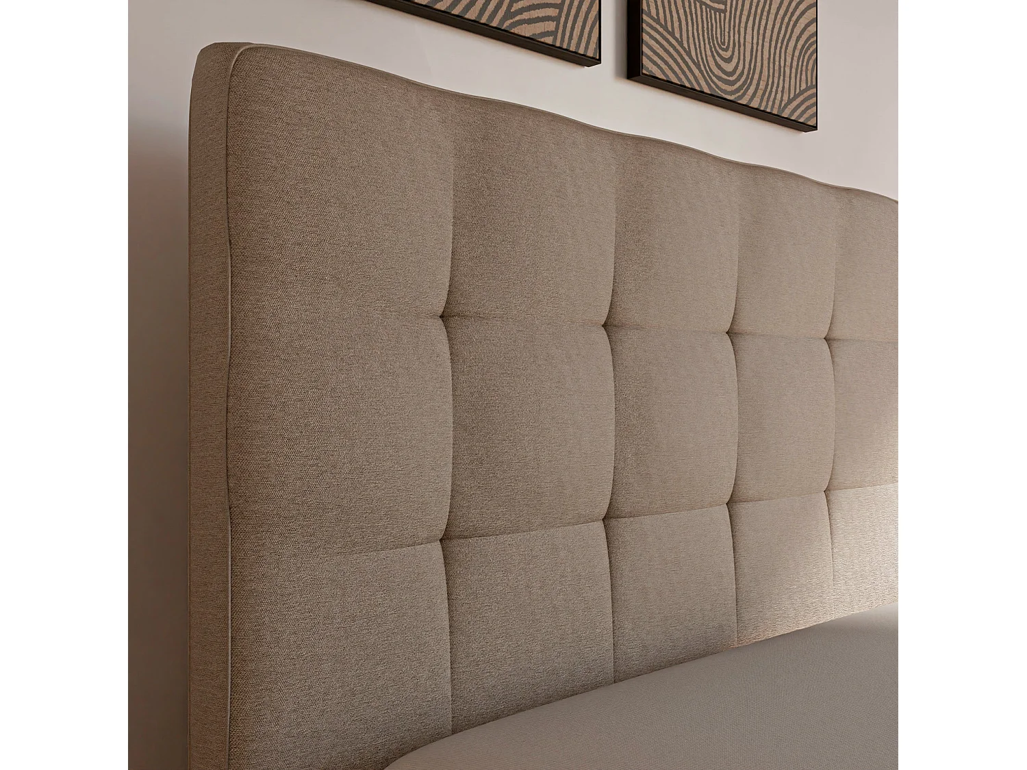 Sommier à lattes et tissu chiné beige 140x190 cm