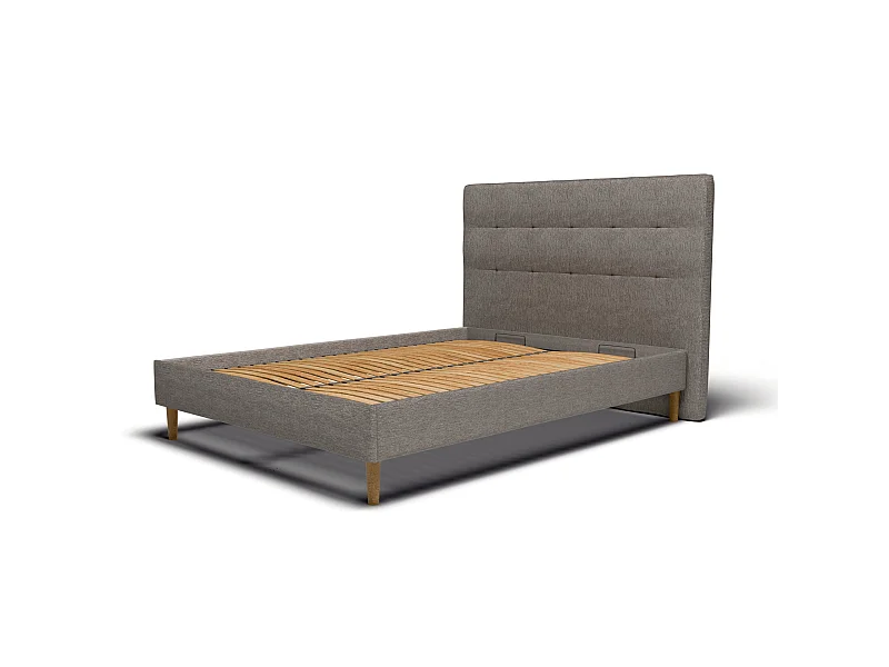 Sommier à lattes et tissu chiné anthracite 80x200 cm