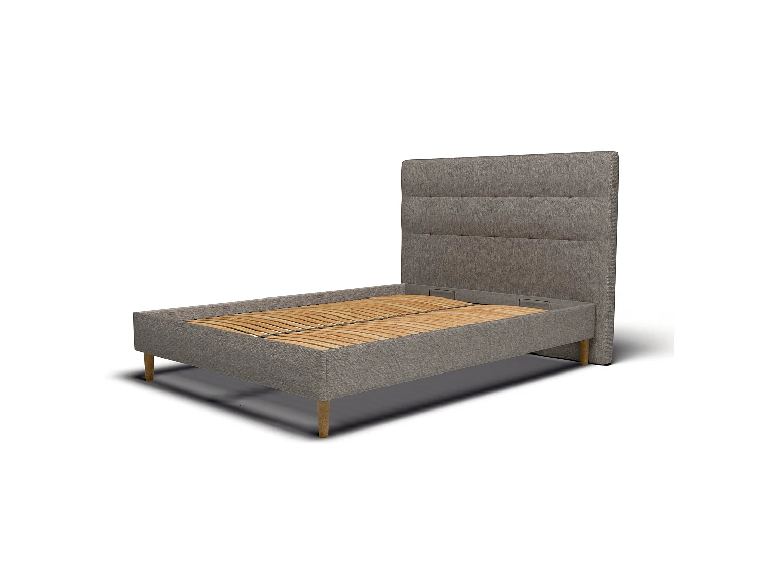 Sommier à lattes et tissu chiné anthracite 80x200 cm