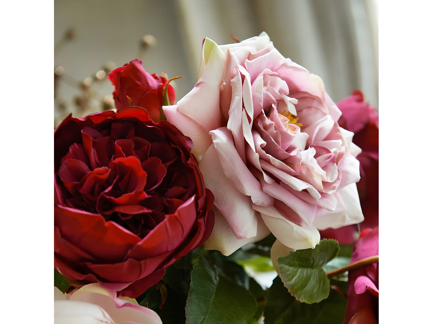 Tige de Rose David ouverte - Rose pâle / 80 cm