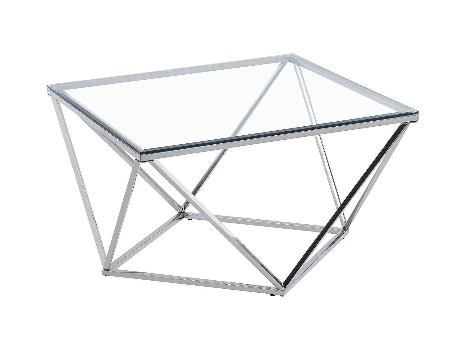 Table Basse ALINA Chrome plateau en verre trempé 80x80x45 cm
