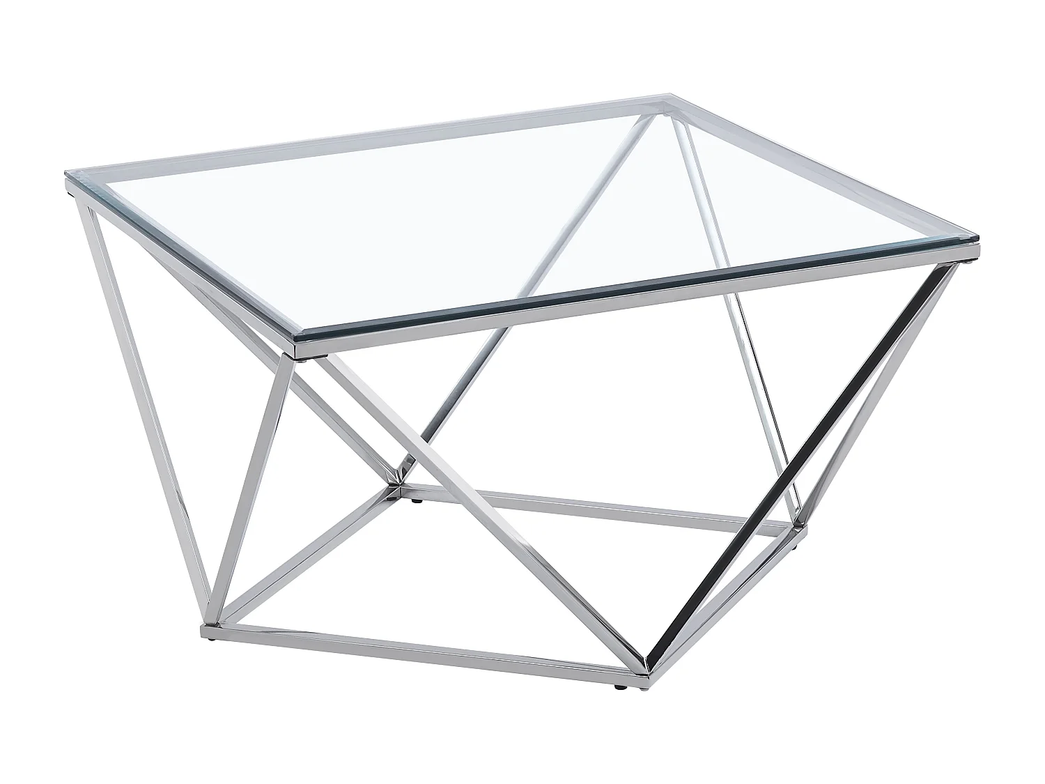 Table Basse ALINA Chrome plateau en verre trempé 80x80x45 cm