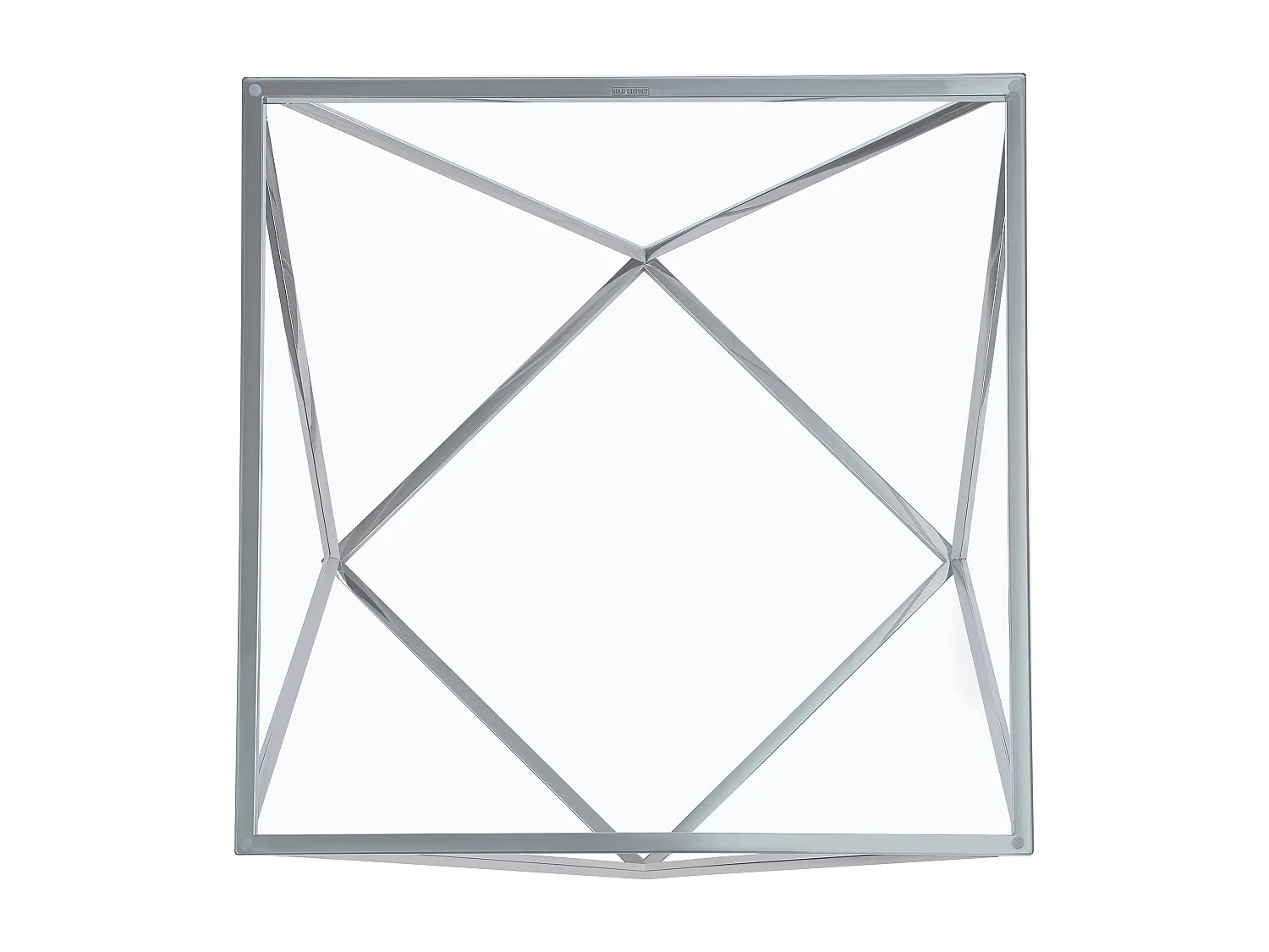 Table Basse ALINA Carrée Plateau Verre Trempé Transparent Pieds Chrome 80x80x45cm