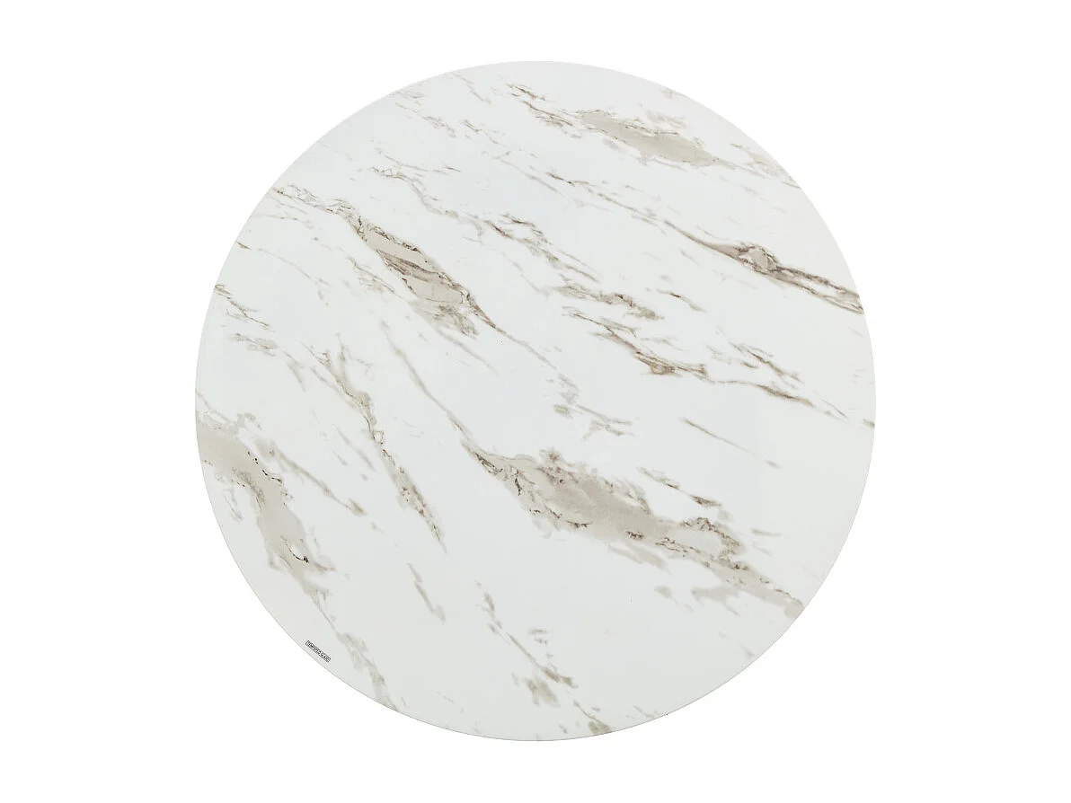 Table basse ronde LORIE Gold plateau en verre D90 cm