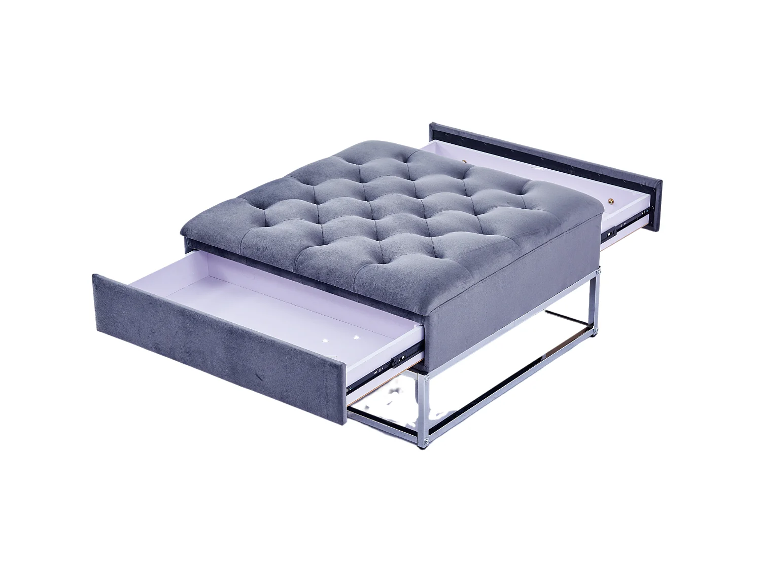 Table Basse rangements TIROIRS plateau velours capitonné