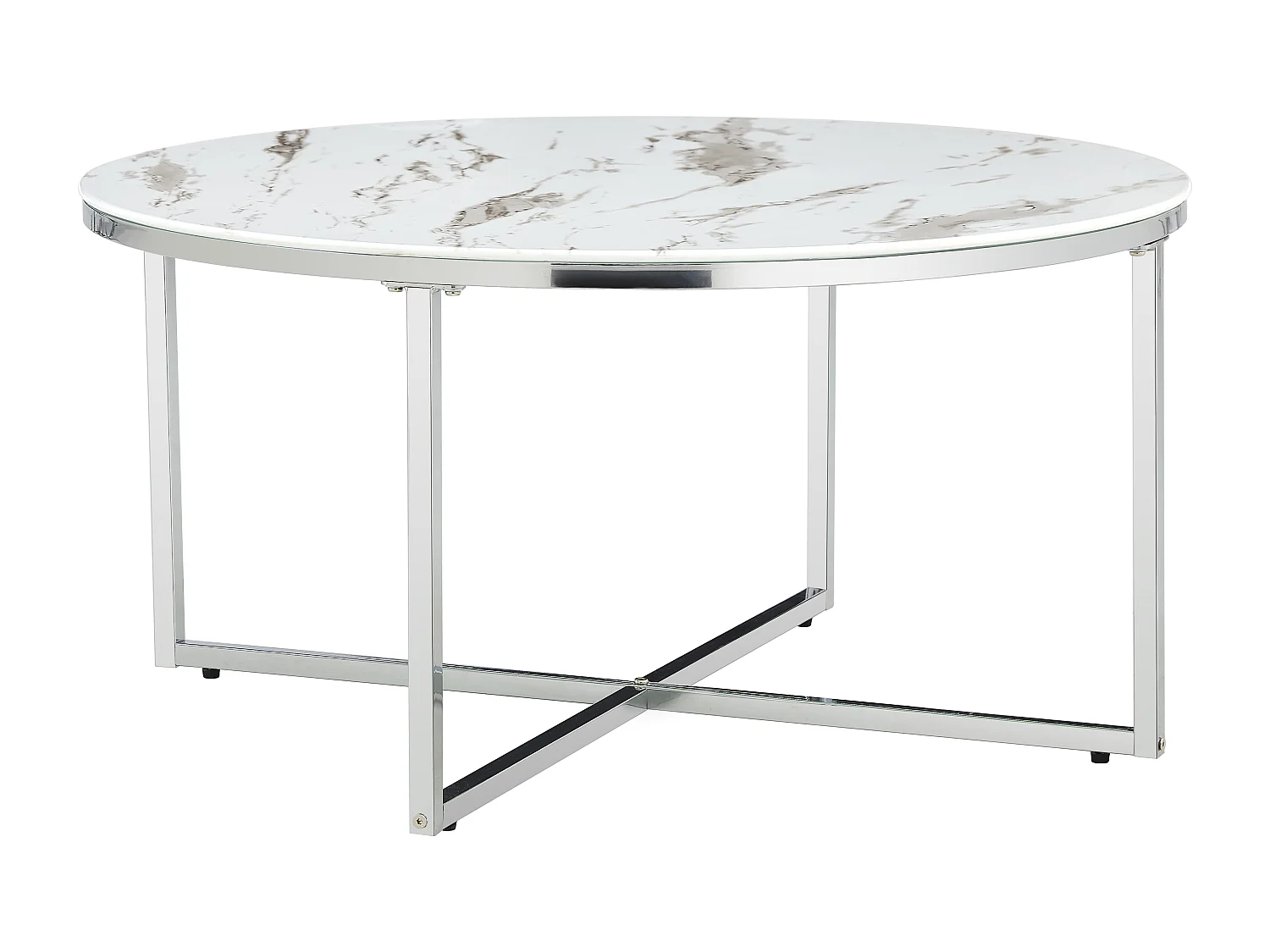 Table basse ronde LORIE chrome plateau en verre D90 cm