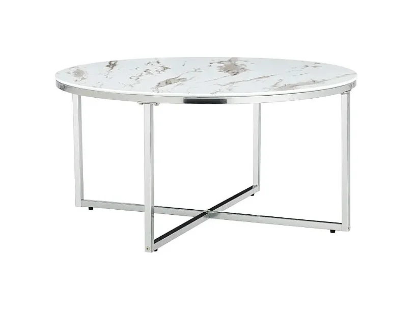Table basse ronde LORIE chrome plateau en verre D90 cm