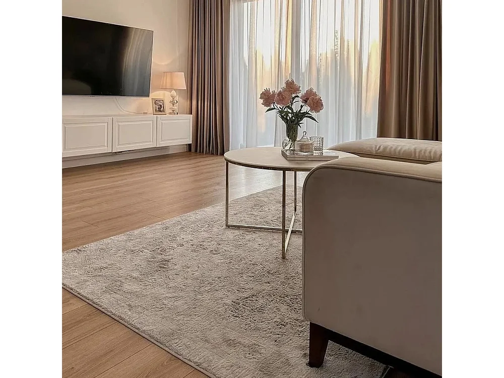 Table basse ronde LORIE chrome plateau en verre D90 cm - Marbré blanc