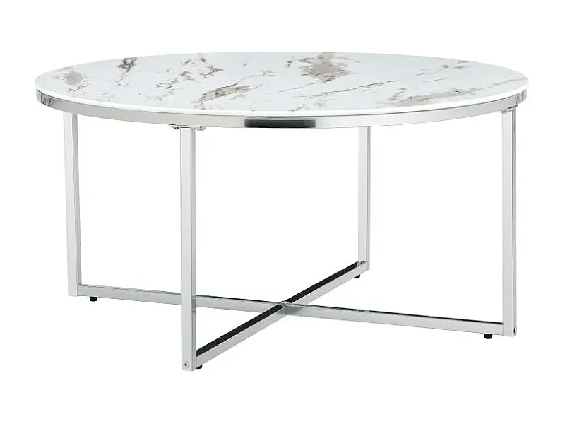 Table basse ronde LORIE chrome plateau en verre D90 cm