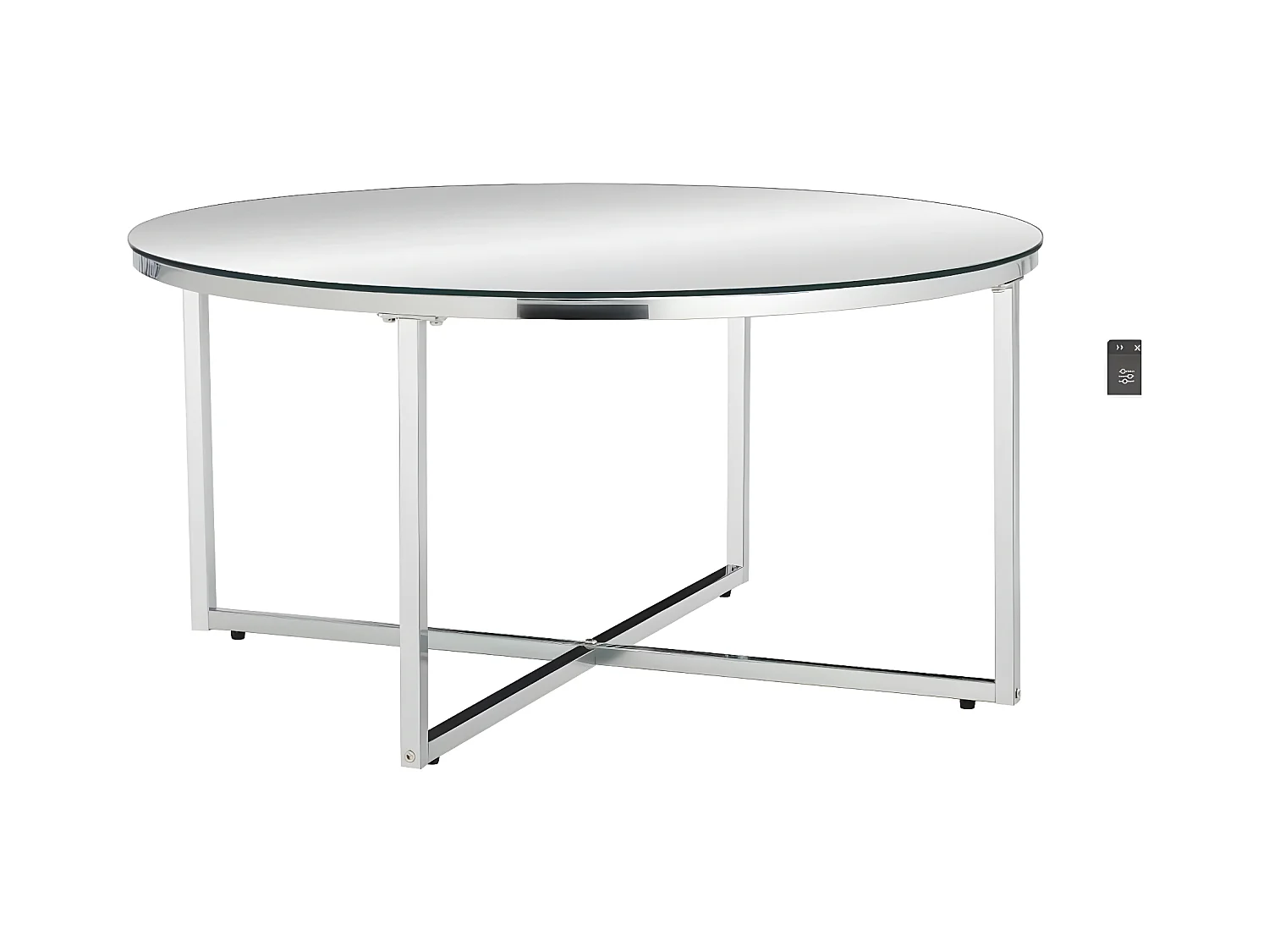 Table basse ronde LORIE chrome plateau en verre D90 cm