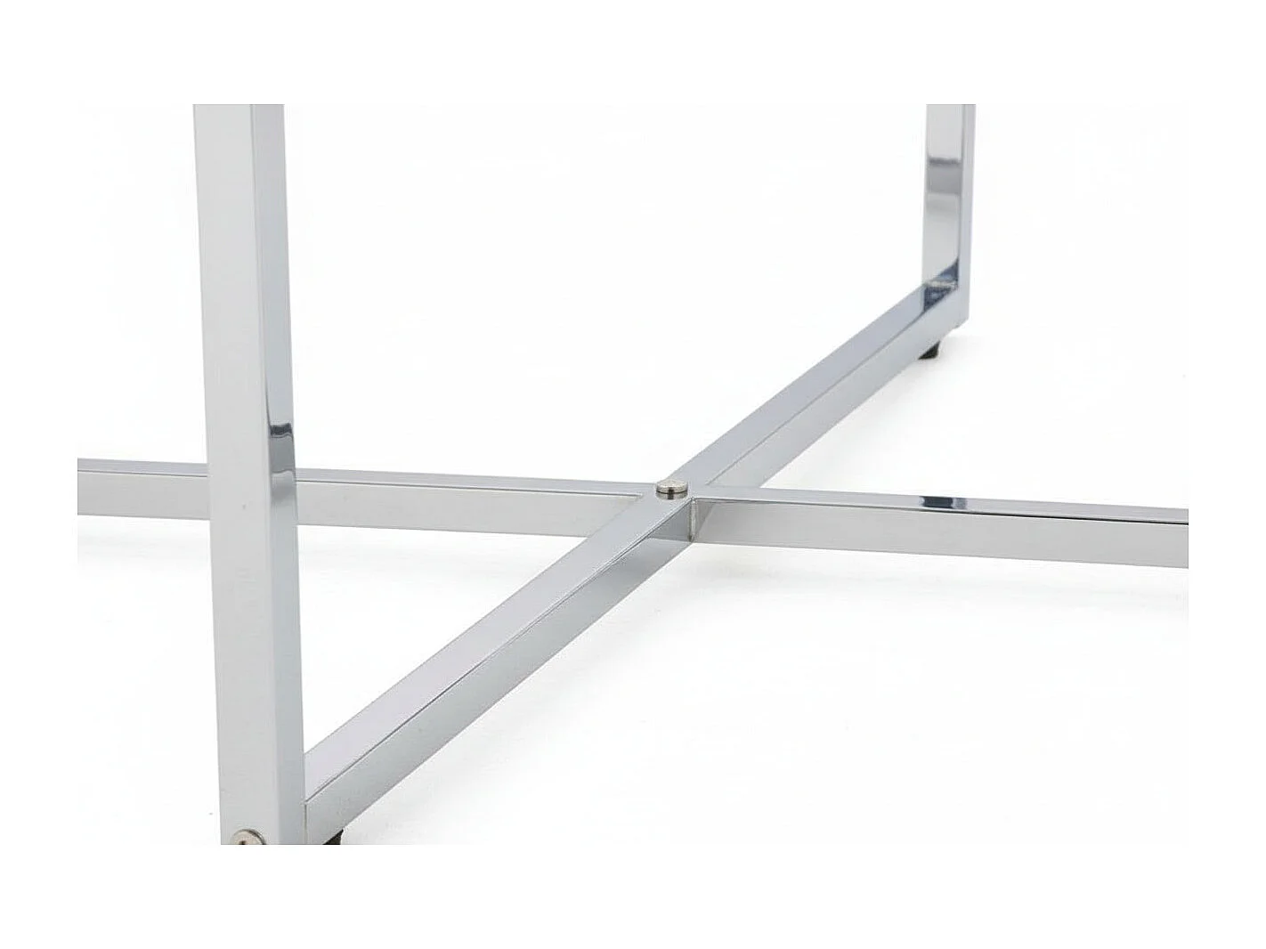 Table Basse LORIE Ronde Plateau Verre Trempé Miroir Structure Métal Chrome D90x45cm