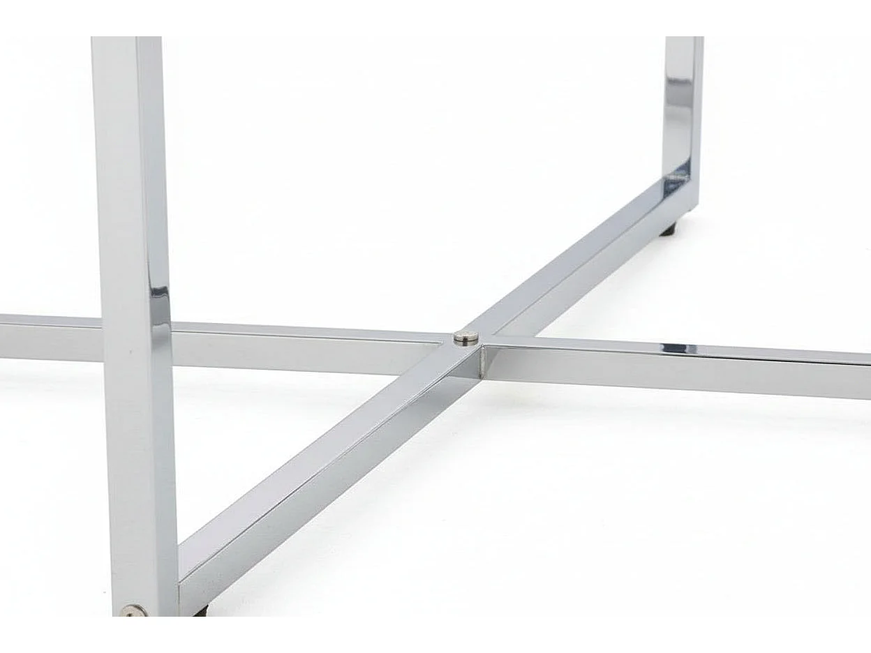 Table Basse LORIE Ronde Plateau Verre Trempé Miroir Structure Métal Chrome D90x45cm