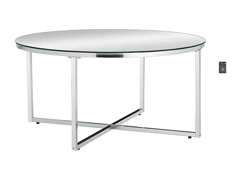 Table basse ronde LORIE chrome plateau en verre D90 cm