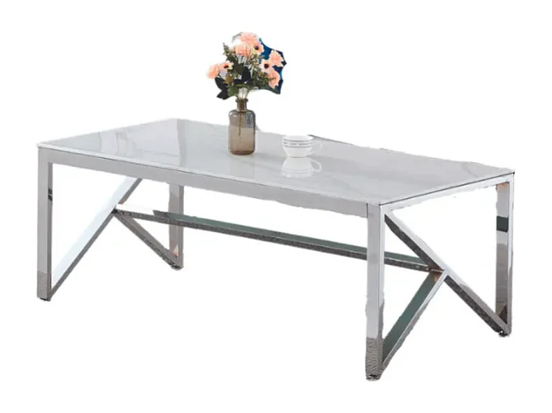 Table Basse MAJESTIQUE Chrome et plateau en verre 120x60x45 cm