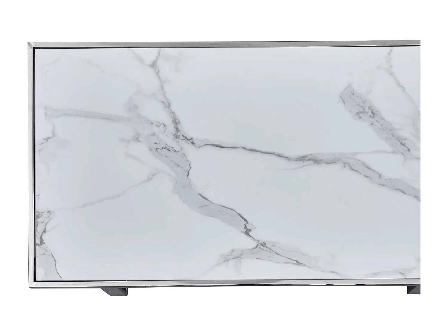 Table Basse LEVANTO – Chrome & Marbre Blanc – 120x60x45 cm