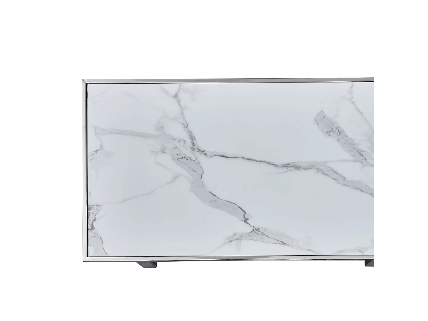 Table Basse LEVANTO – Chrome & Marbre Blanc – 120x60x45 cm