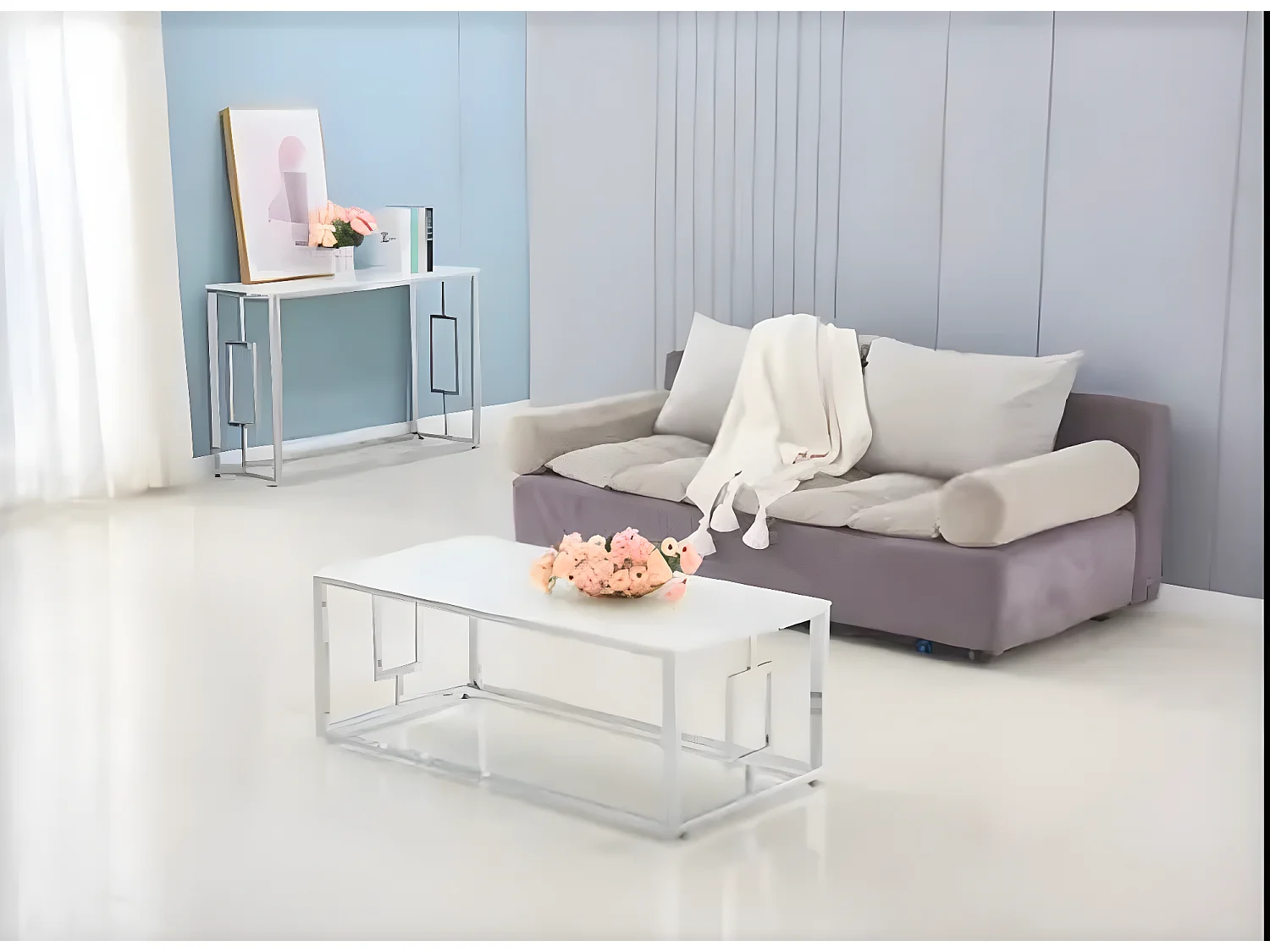 Table basse SOPHIE  pieds Chromé  120 cm