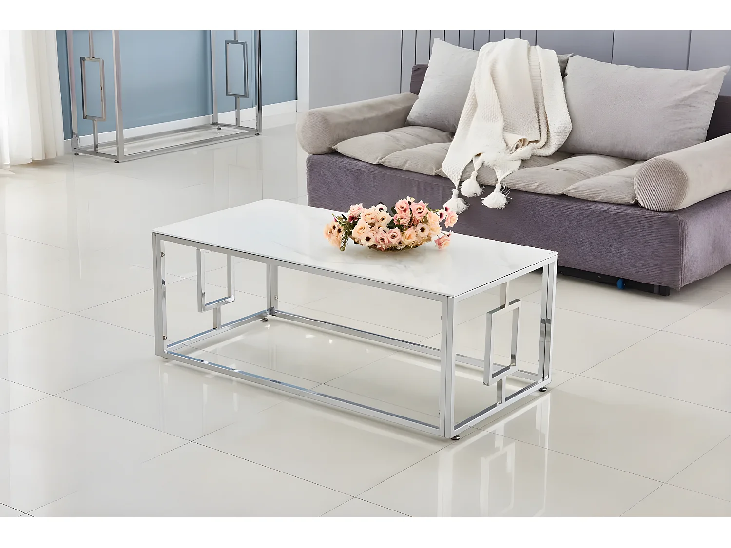 Table basse SOPHIE  pieds Chromé  120 cm
