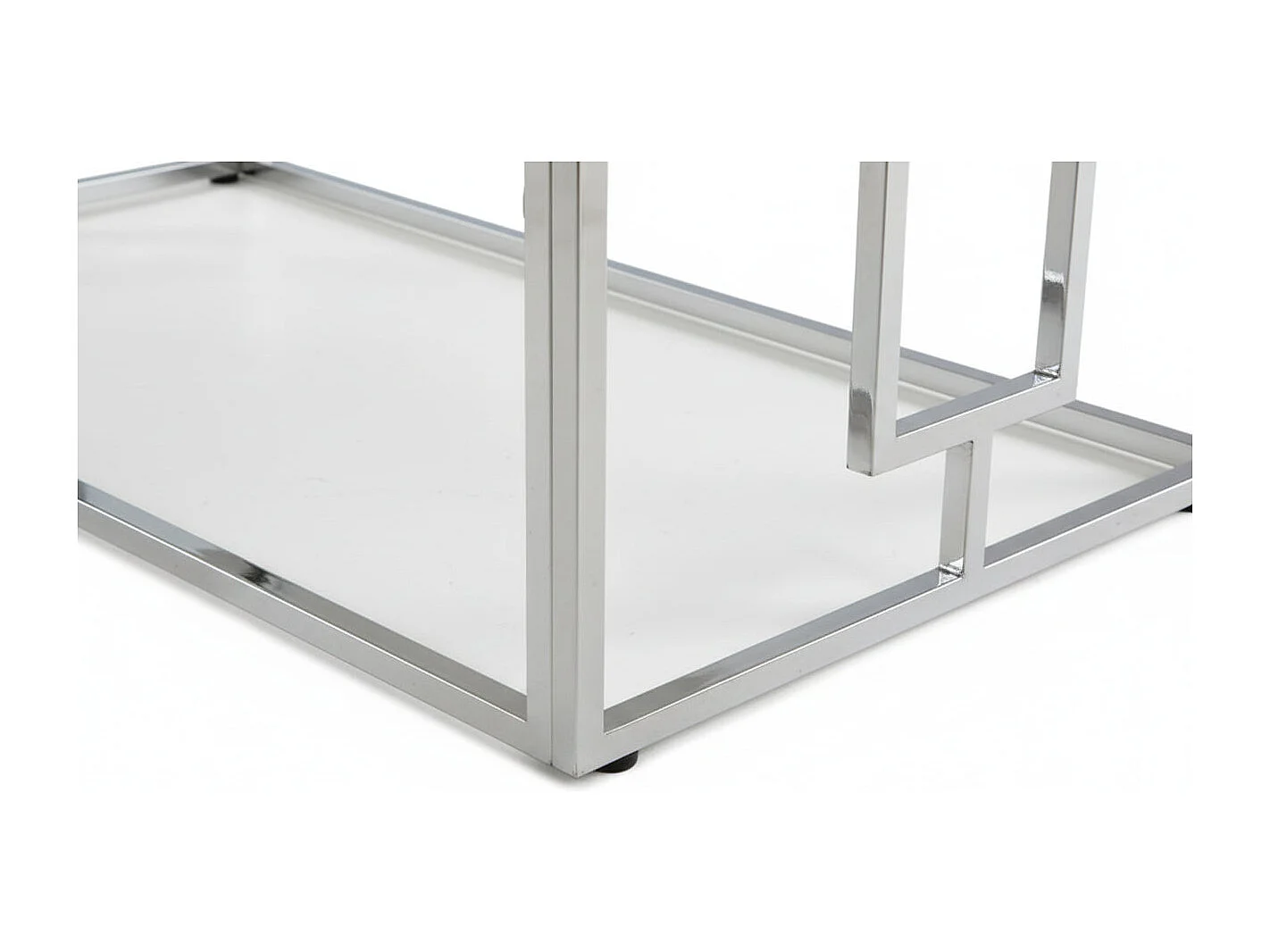 Table basse SOPHIE  pieds Chromé plateau en marbré blanc  120 cm