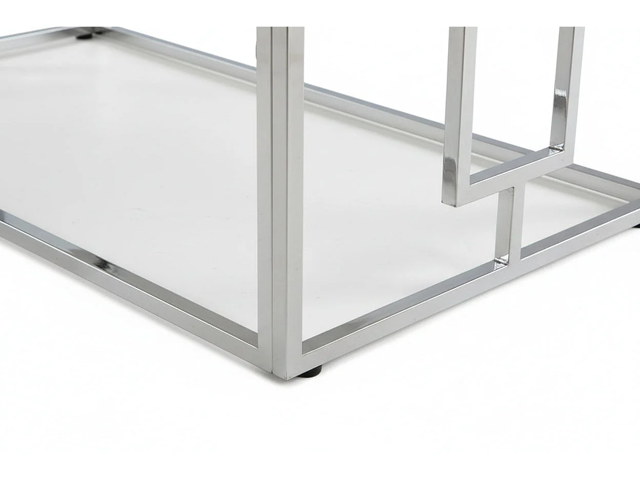 Table basse SOPHIE  pieds Chromé plateau en marbré blanc  120 cm