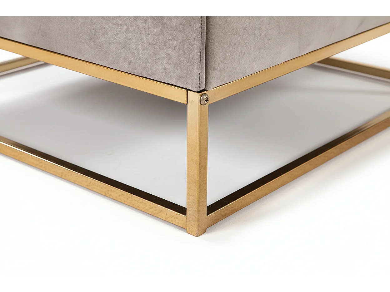 Table basse pouf velours moka 80x80 cm - CAPITONNE