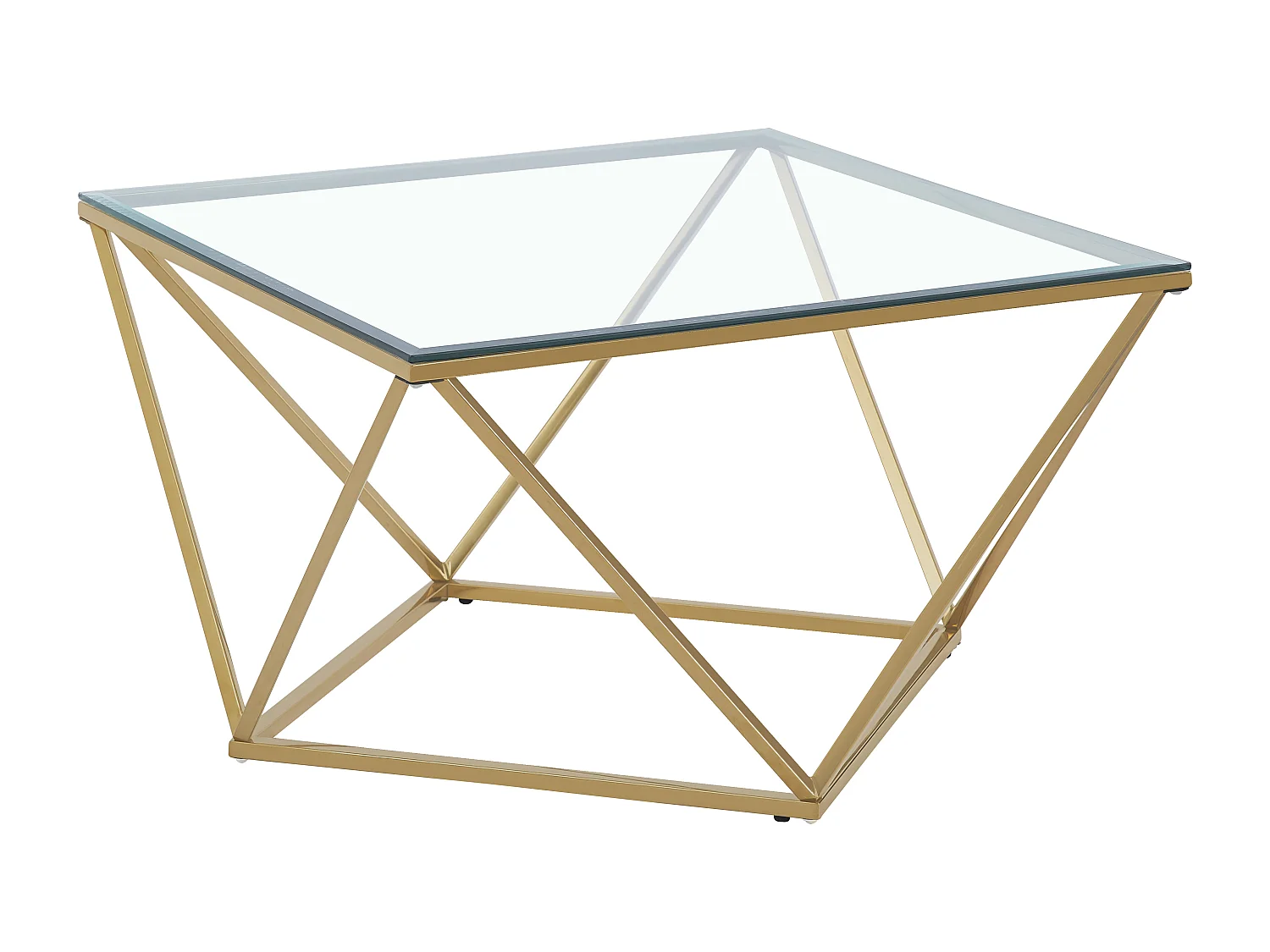 Table Basse ALINA Gold plateau en verre trempé 80x80x45 cm