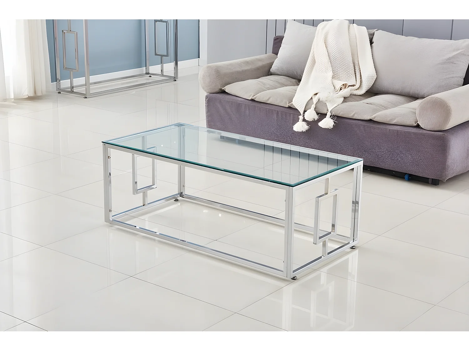 Table basse SOPHIE  pieds Chromé  120 cm