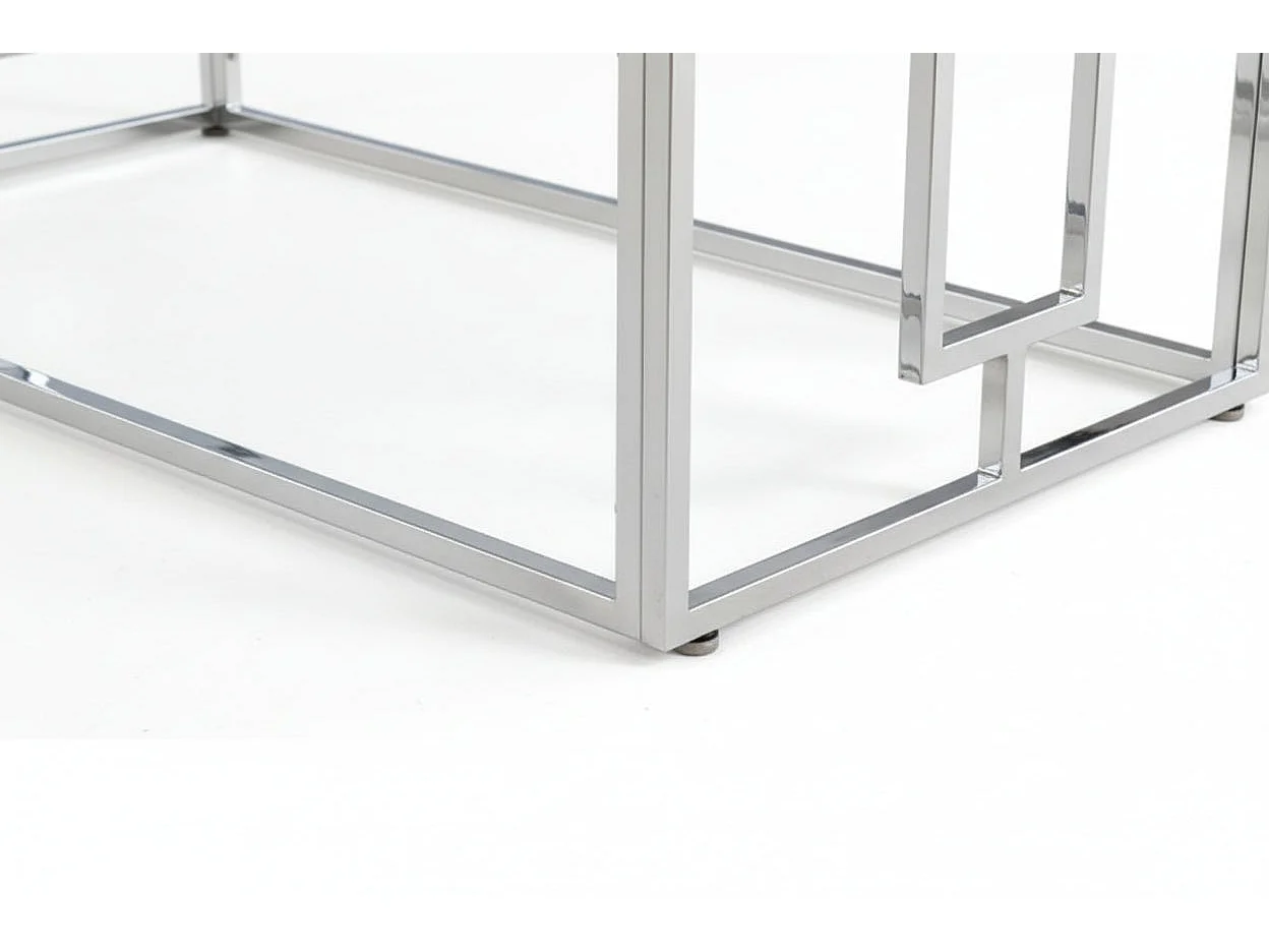 Table basse SOPHIE  pieds Chromé  plateau transparent 120 cm